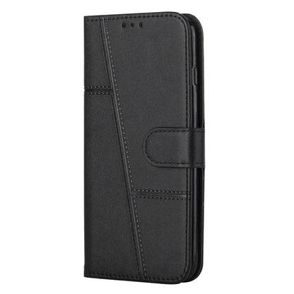 For iPhone 14 Pro Max 6.7 inch Stand Wallet Stitching Phone Cover PU Leather + TPU Protective Case with Strap