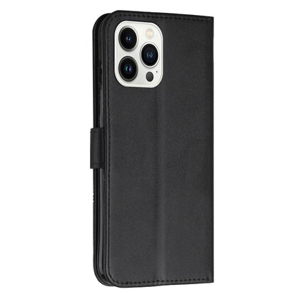 For iPhone 14 Pro Max 6.7 inch Stand Wallet Stitching Phone Cover PU Leather + TPU Protective Case with Strap