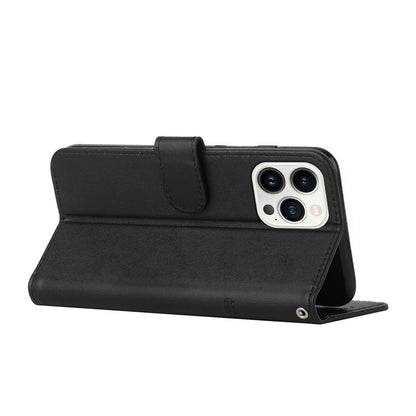 For iPhone 14 Pro Max 6.7 inch Stand Wallet Stitching Phone Cover PU Leather + TPU Protective Case with Strap