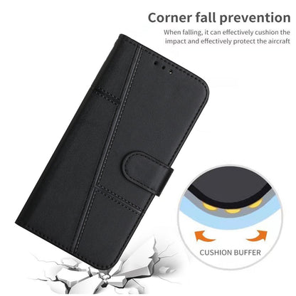 For iPhone 14 Pro Max 6.7 inch Stand Wallet Stitching Phone Cover PU Leather + TPU Protective Case with Strap