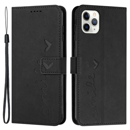 For iPhone 14 Pro Max 6.7 inch Skin-touch Feeling PU Leather Case Stand Wallet Heart Shape Imprinted Phone Cover with Strap