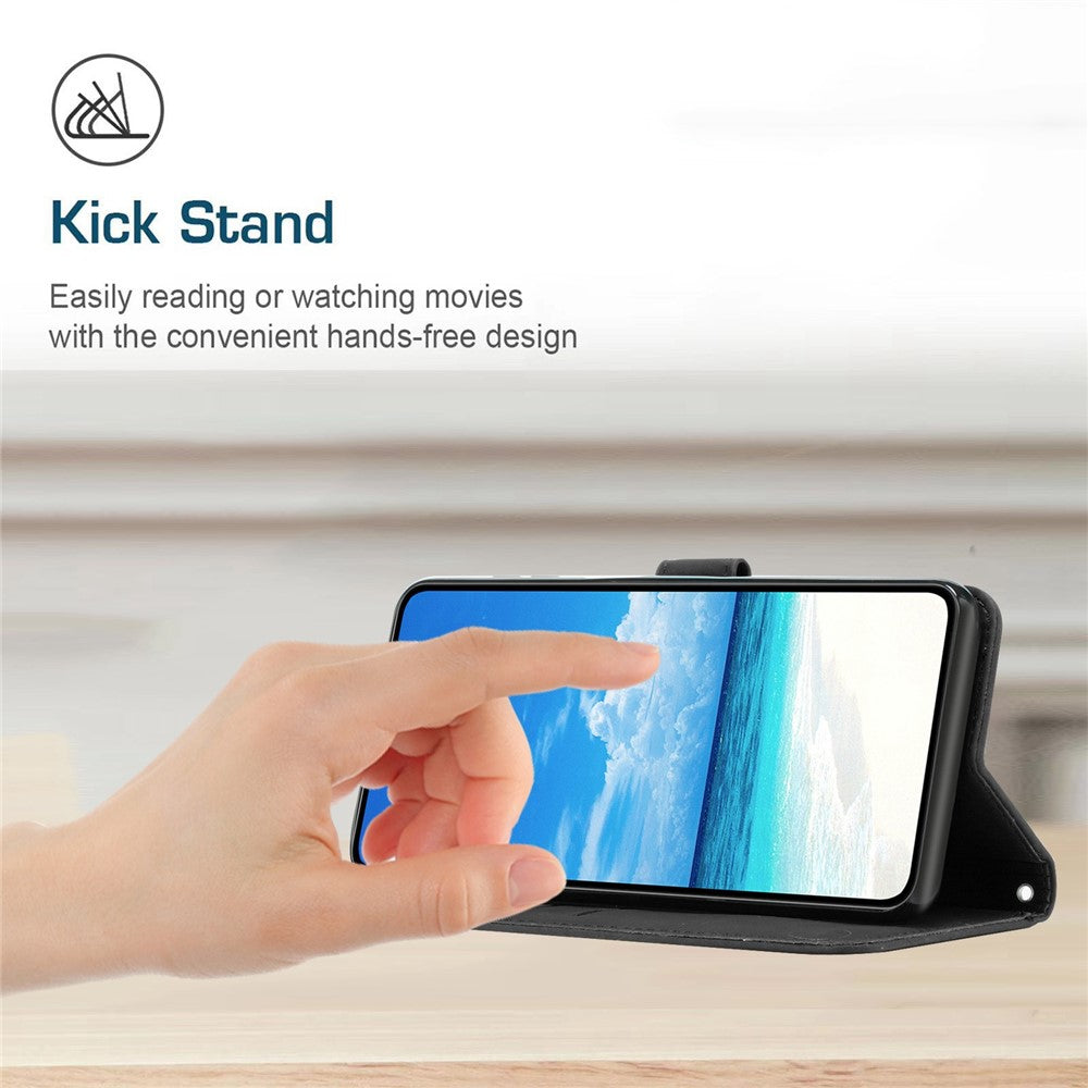 For iPhone 14 Pro Max 6.7 inch Skin-touch Feeling PU Leather Case Stand Wallet Heart Shape Imprinted Phone Cover with Strap