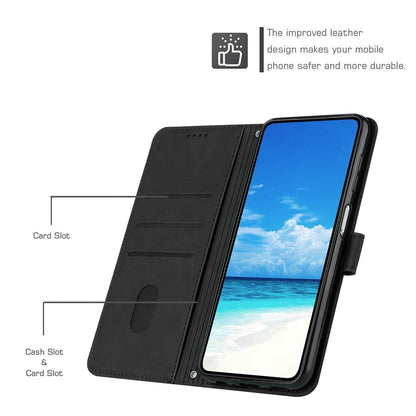For iPhone 14 Pro Max 6.7 inch Skin-touch Feeling PU Leather Case Stand Wallet Heart Shape Imprinted Phone Cover with Strap