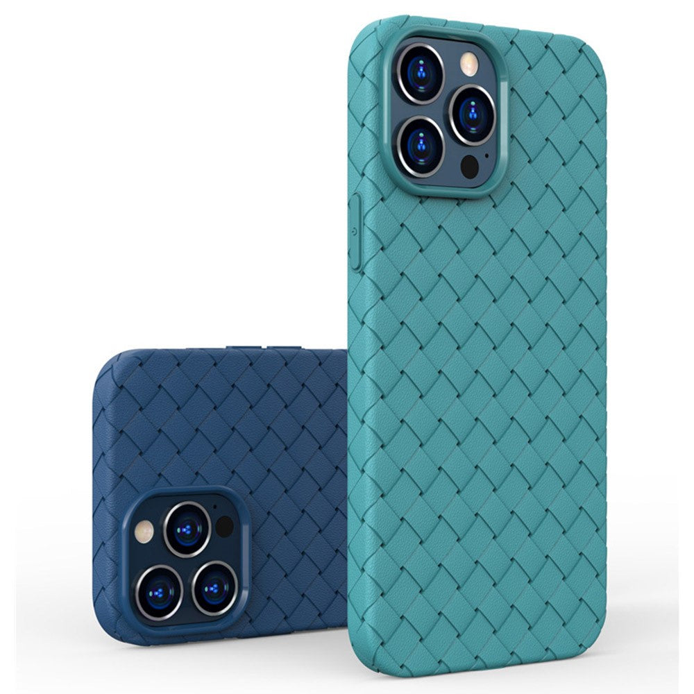 For iPhone 14 Pro Max 6.7 inch Woven Texture TPU Phone Case Heat Dissipation Phone Protective Cover
