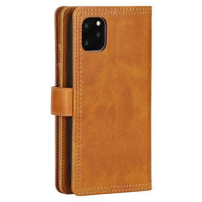 For iPhone 14 Plus 6.7 inch Magnetic Split Leather Case Multiple Card Slots Wallet Full Protective Folio Stand Cover with Hand Strap