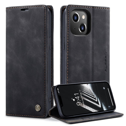 CASEME 013 Series for iPhone 14 Plus 6.7 inch  Shockproof Flip Case Anti-wear PU Leather Wallet Cover Stand Magnetic Auto-absorbed Shell