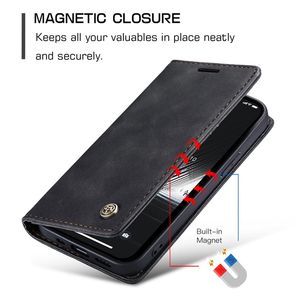 CASEME 013 Series for iPhone 14 Plus 6.7 inch  Shockproof Flip Case Anti-wear PU Leather Wallet Cover Stand Magnetic Auto-absorbed Shell