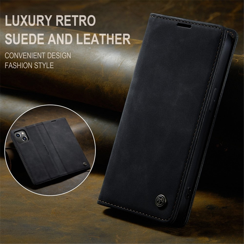 CASEME 013 Series for iPhone 14 Plus 6.7 inch  Shockproof Flip Case Anti-wear PU Leather Wallet Cover Stand Magnetic Auto-absorbed Shell