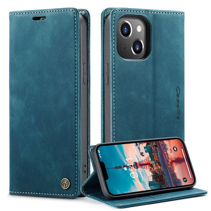 CASEME 013 Series for iPhone 14 Plus 6.7 inch  Shockproof Flip Case Anti-wear PU Leather Wallet Cover Stand Magnetic Auto-absorbed Shell
