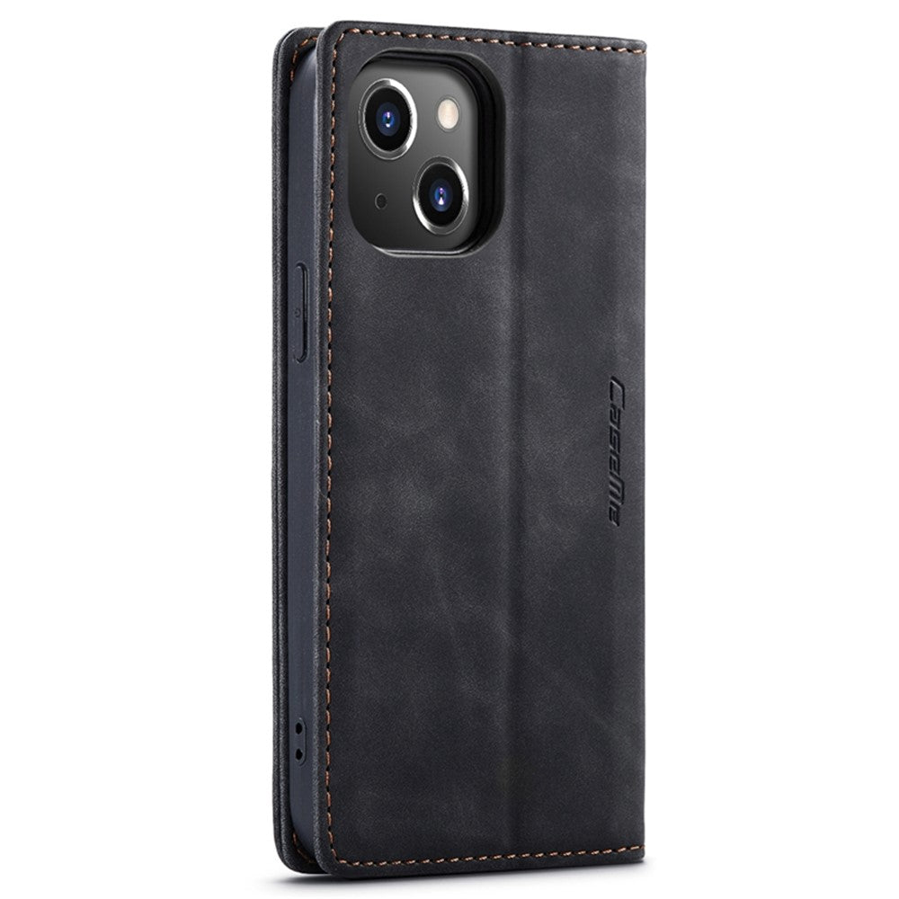 CASEME 013 Series for iPhone 14 6.1 inch Shockproof PU Leather Wallet Case Magnetic Auto-absorbed Stand Phone Cover