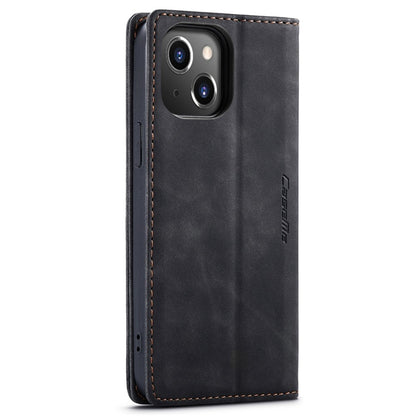 CASEME 013 Series for iPhone 14 6.1 inch Shockproof PU Leather Wallet Case Magnetic Auto-absorbed Stand Phone Cover