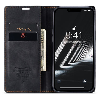 CASEME 013 Series for iPhone 14 6.1 inch Shockproof PU Leather Wallet Case Magnetic Auto-absorbed Stand Phone Cover
