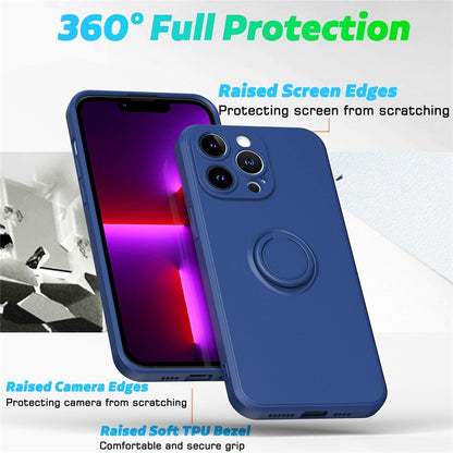 For iPhone 14 Pro Max 6.7 inch Ring Kickstand Rubberized TPU Case Anti-scratch Phone Cover Protector