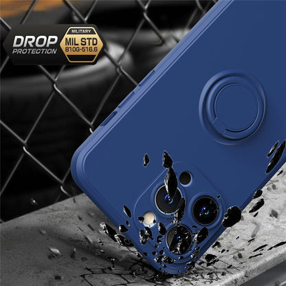 For iPhone 14 Pro Max 6.7 inch Ring Kickstand Rubberized TPU Case Anti-scratch Phone Cover Protector