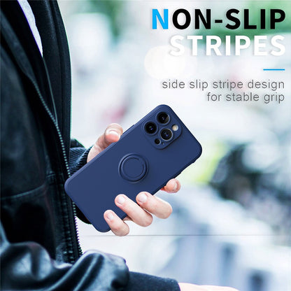 For iPhone 14 Pro Max 6.7 inch Ring Kickstand Rubberized TPU Case Anti-scratch Phone Cover Protector