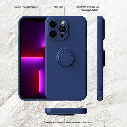 For iPhone 14 Pro Max 6.7 inch Ring Kickstand Rubberized TPU Case Anti-scratch Phone Cover Protector
