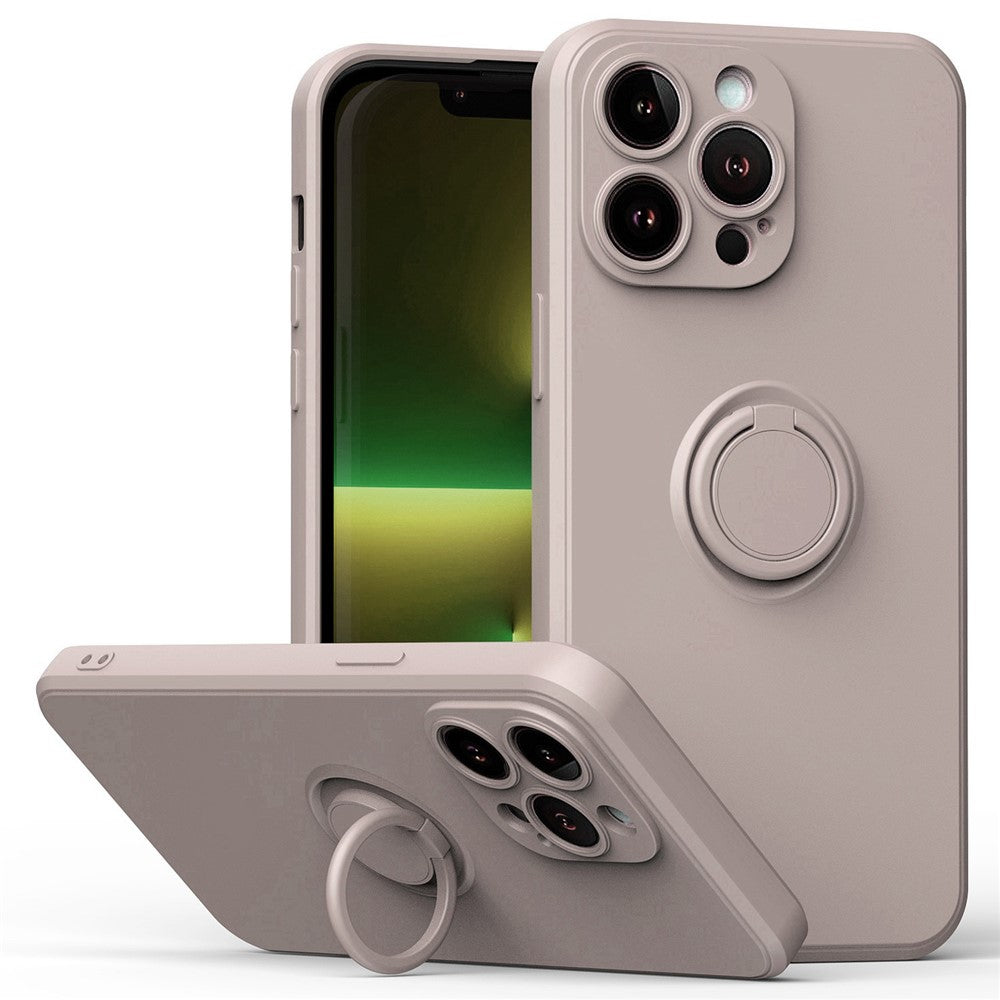 For iPhone 14 Pro Max 6.7 inch Ring Kickstand Rubberized TPU Case Anti-scratch Phone Cover Protector