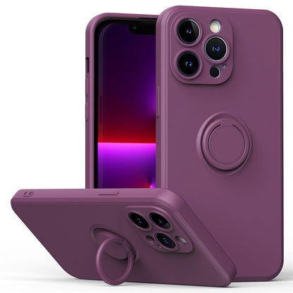 For iPhone 14 Pro Max 6.7 inch Ring Kickstand Rubberized TPU Case Anti-scratch Phone Cover Protector