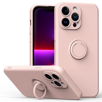 For iPhone 14 Pro Max 6.7 inch Ring Kickstand Rubberized TPU Case Anti-scratch Phone Cover Protector