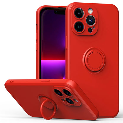 For iPhone 14 Pro Max 6.7 inch Ring Kickstand Rubberized TPU Case Anti-scratch Phone Cover Protector