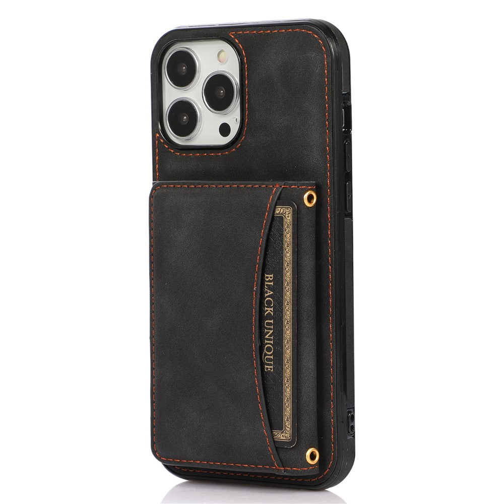 For iPhone 14 6.1 inch Drop-Proof Phone Wallet Case Kickstand Multifunctional Well-Protected Mobile Phone Back Cover Card Holder