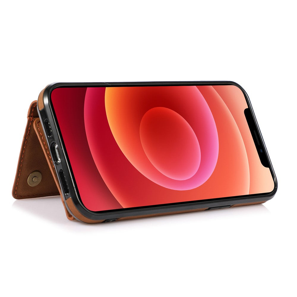 For iPhone 14 6.1 inch Drop-Proof Phone Wallet Case Kickstand Multifunctional Well-Protected Mobile Phone Back Cover Card Holder