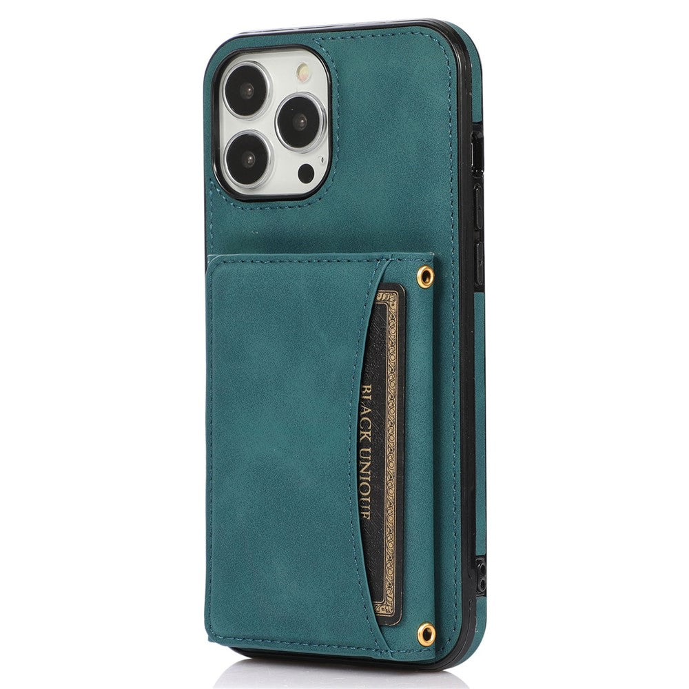 For iPhone 14 6.1 inch Drop-Proof Phone Wallet Case Kickstand Multifunctional Well-Protected Mobile Phone Back Cover Card Holder