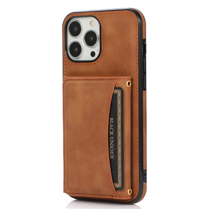 For iPhone 14 6.1 inch Drop-Proof Phone Wallet Case Kickstand Multifunctional Well-Protected Mobile Phone Back Cover Card Holder