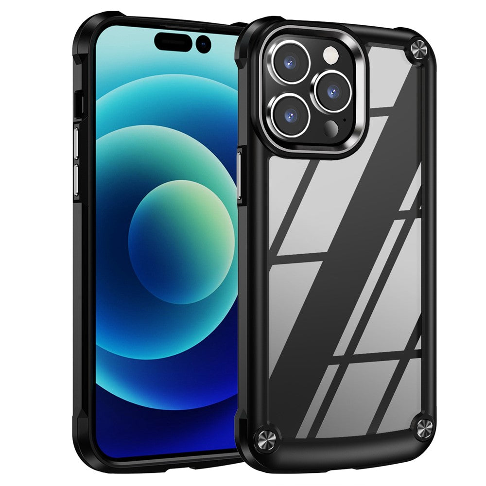 For iPhone 14 Pro Max 6.7 inch Drop-proof Phone Case Anti-scratch PC+TPU Mobile Phone Protective Back Cover Support Wireless Charging