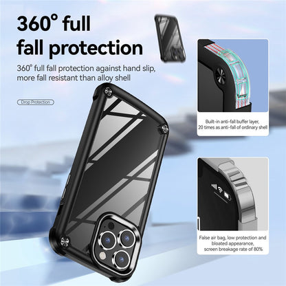 For iPhone 14 Pro Max 6.7 inch Drop-proof Phone Case Anti-scratch PC+TPU Mobile Phone Protective Back Cover Support Wireless Charging