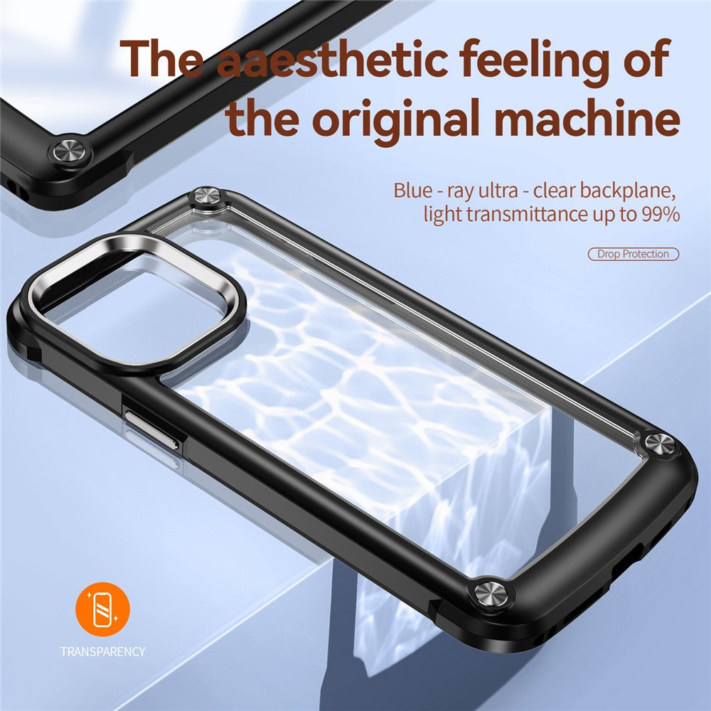 For iPhone 14 Pro Max 6.7 inch Drop-proof Phone Case Anti-scratch PC+TPU Mobile Phone Protective Back Cover Support Wireless Charging