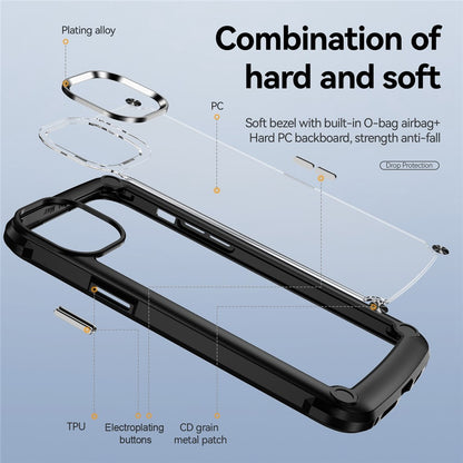 For iPhone 14 Pro Max 6.7 inch Drop-proof Phone Case Anti-scratch PC+TPU Mobile Phone Protective Back Cover Support Wireless Charging