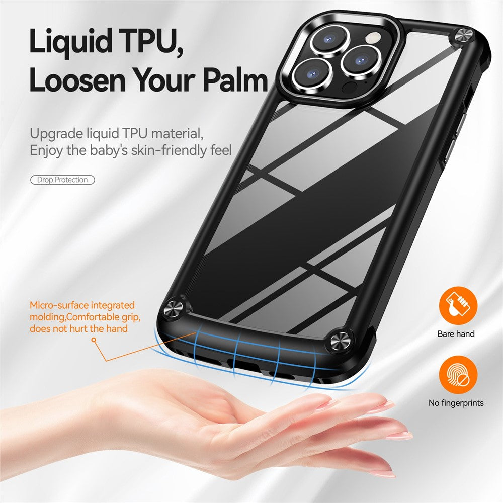 For iPhone 14 Pro Max 6.7 inch Drop-proof Phone Case Anti-scratch PC+TPU Mobile Phone Protective Back Cover Support Wireless Charging