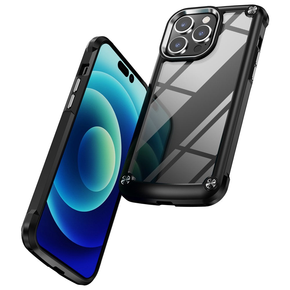 For iPhone 14 Pro Max 6.7 inch Drop-proof Phone Case Anti-scratch PC+TPU Mobile Phone Protective Back Cover Support Wireless Charging
