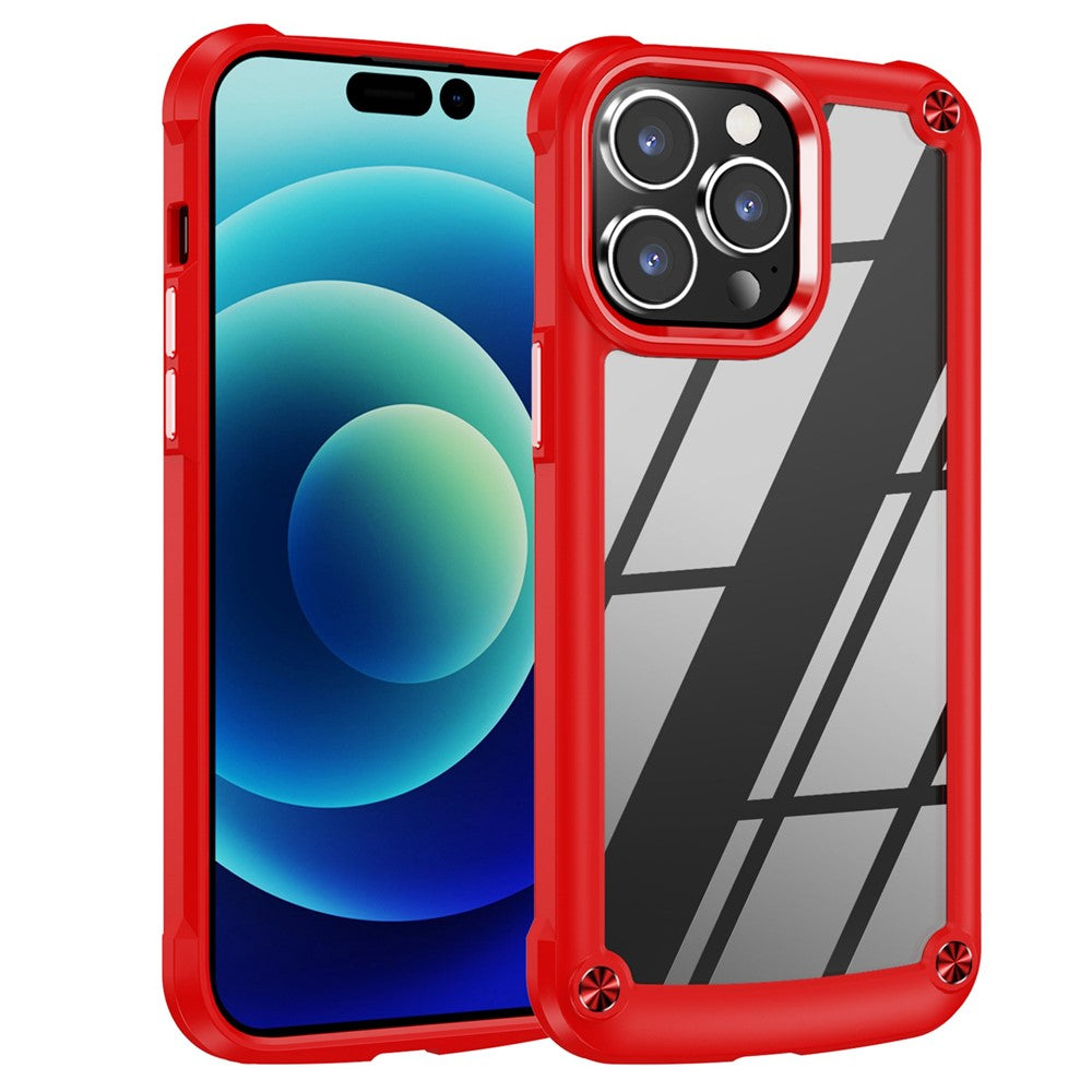 For iPhone 14 Pro Max 6.7 inch Drop-proof Phone Case Anti-scratch PC+TPU Mobile Phone Protective Back Cover Support Wireless Charging