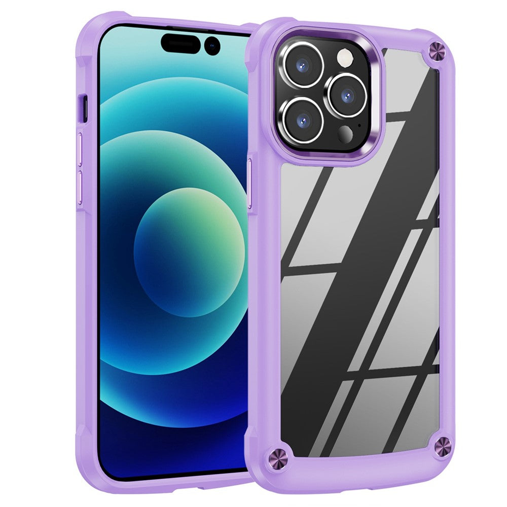 For iPhone 14 Pro Max 6.7 inch Drop-proof Phone Case Anti-scratch PC+TPU Mobile Phone Protective Back Cover Support Wireless Charging