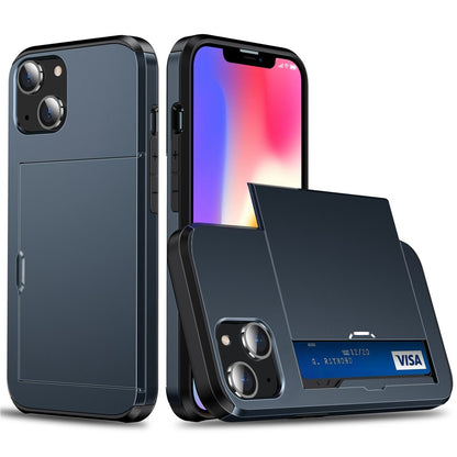 Card Holder Phone Case for iPhone 14 Plus 6.7 inch , TPU + PC Dual Layer Protective Cover