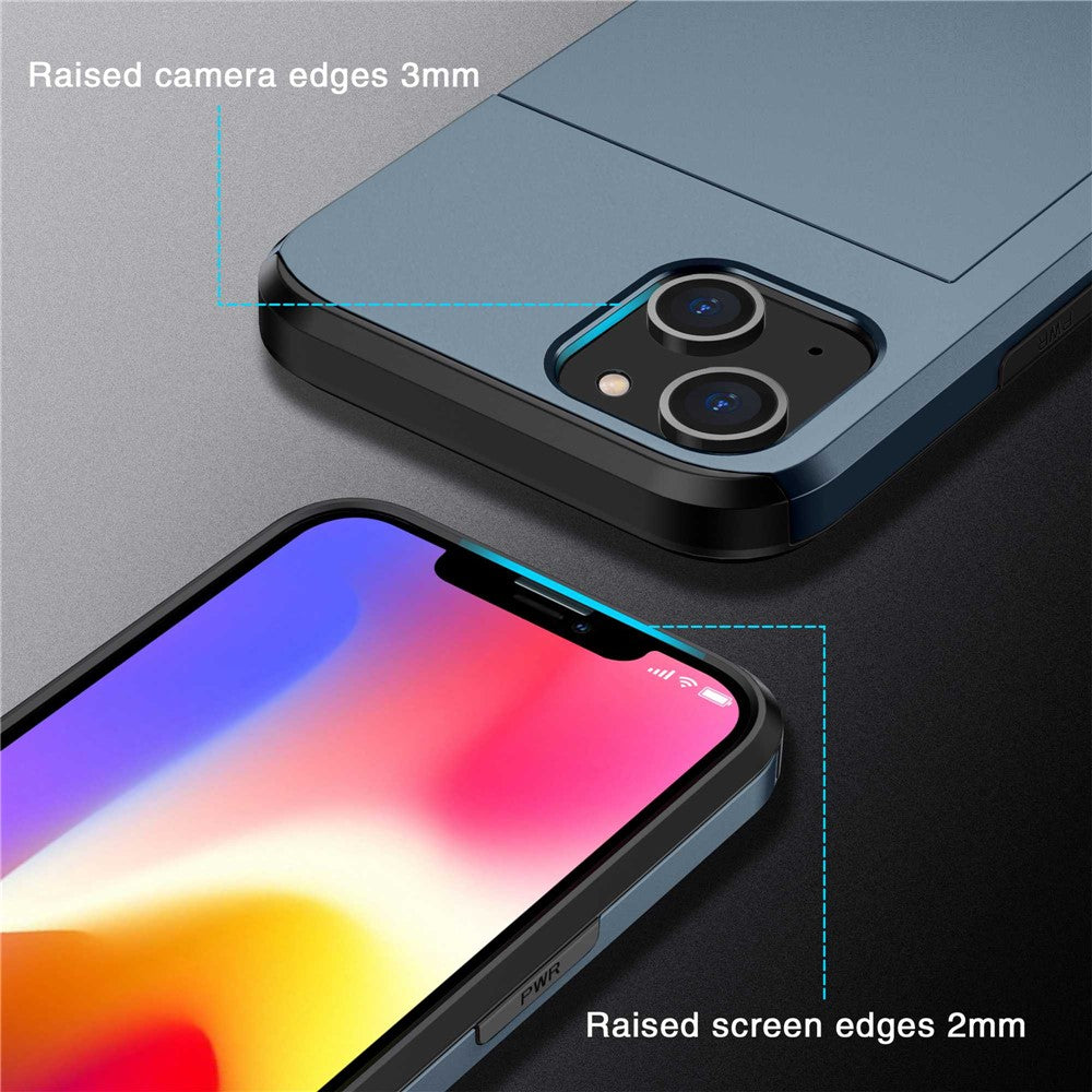 Card Holder Phone Case for iPhone 14 Plus 6.7 inch , TPU + PC Dual Layer Protective Cover