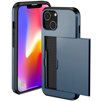 Card Holder Phone Case for iPhone 14 Plus 6.7 inch , TPU + PC Dual Layer Protective Cover