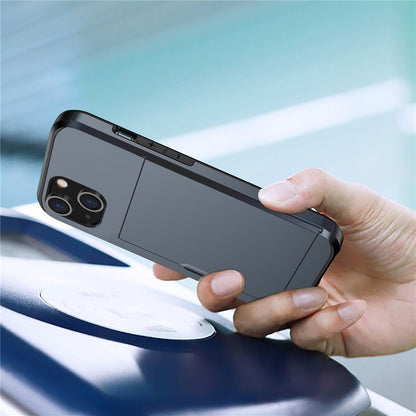 Card Holder Phone Case for iPhone 14 Plus 6.7 inch , TPU + PC Dual Layer Protective Cover