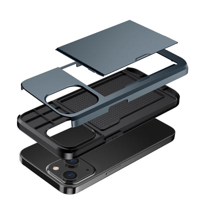 Card Holder Phone Case for iPhone 14 Plus 6.7 inch , TPU + PC Dual Layer Protective Cover