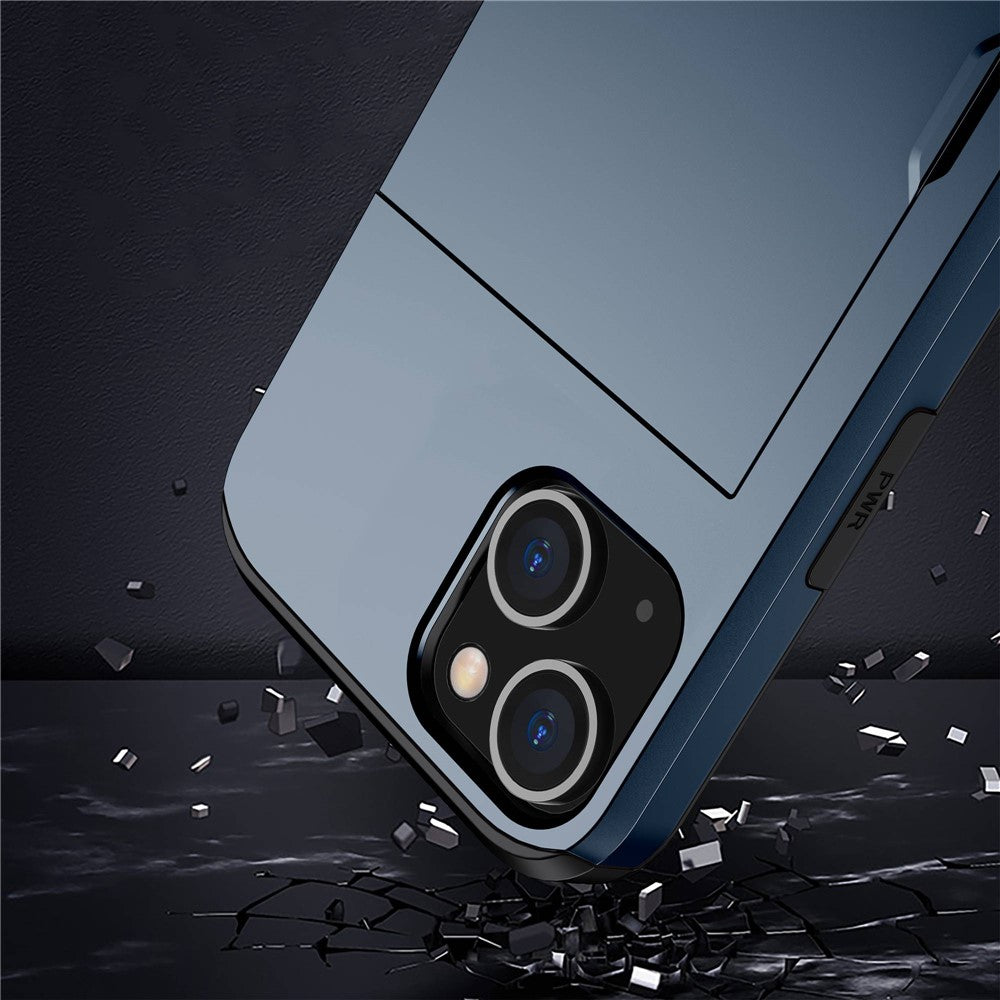 Card Holder Phone Case for iPhone 14 Plus 6.7 inch , TPU + PC Dual Layer Protective Cover