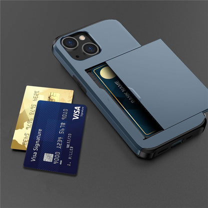 Card Holder Phone Case for iPhone 14 Plus 6.7 inch , TPU + PC Dual Layer Protective Cover