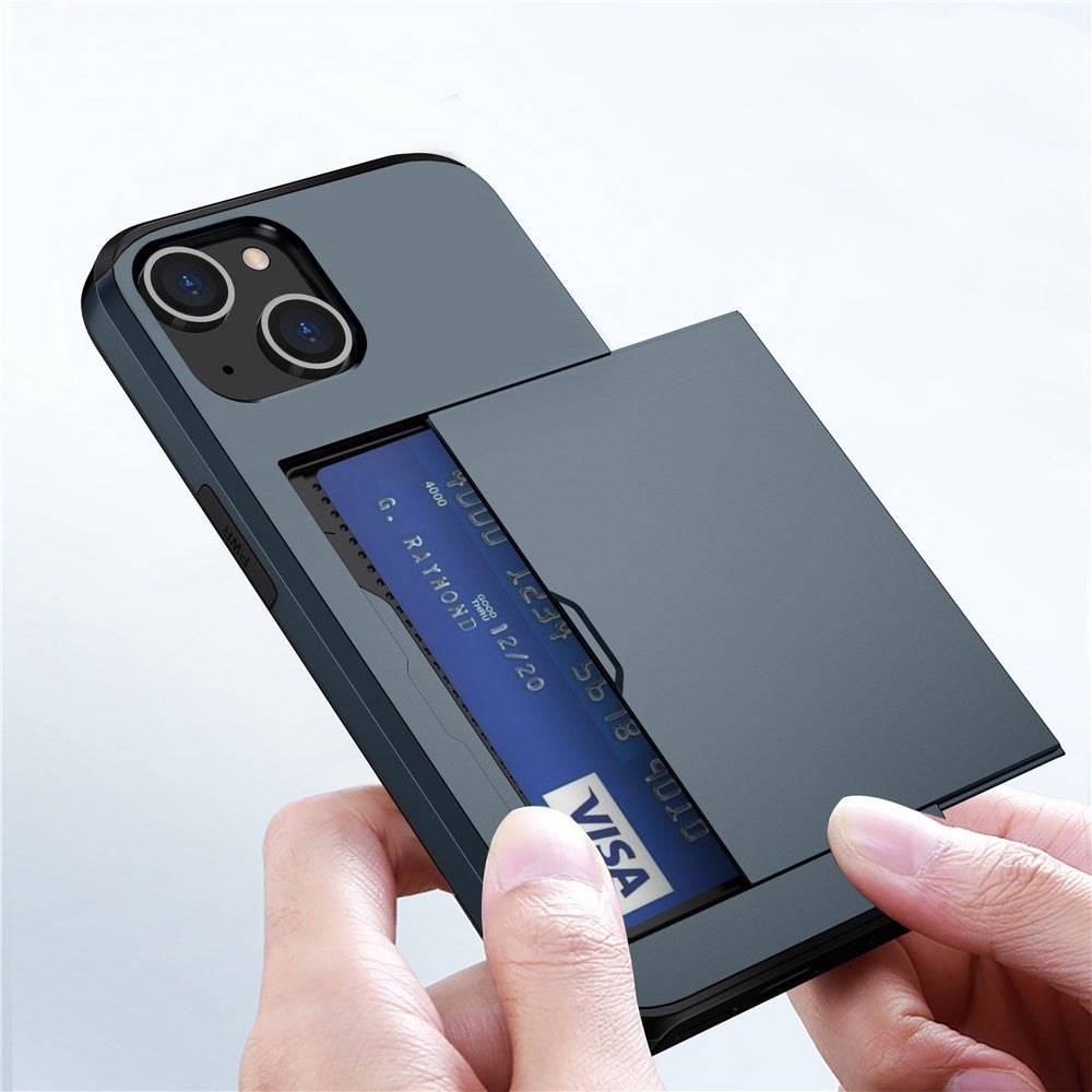 Card Holder Phone Case for iPhone 14 Plus 6.7 inch , TPU + PC Dual Layer Protective Cover