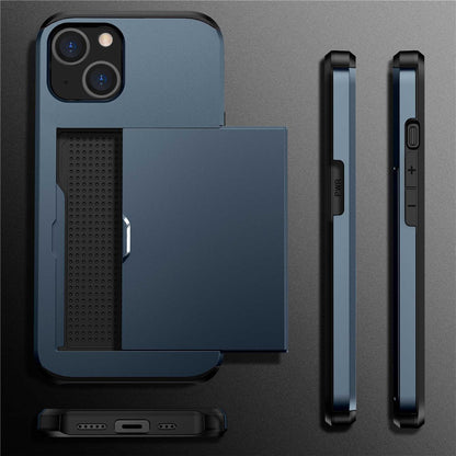 Card Holder Phone Case for iPhone 14 Plus 6.7 inch , TPU + PC Dual Layer Protective Cover
