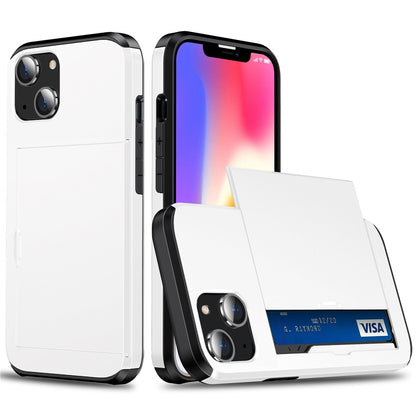 Card Holder Phone Case for iPhone 14 Plus 6.7 inch , TPU + PC Dual Layer Protective Cover