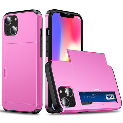 Card Holder Phone Case for iPhone 14 Plus 6.7 inch , TPU + PC Dual Layer Protective Cover