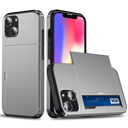 Card Holder Phone Case for iPhone 14 Plus 6.7 inch , TPU + PC Dual Layer Protective Cover