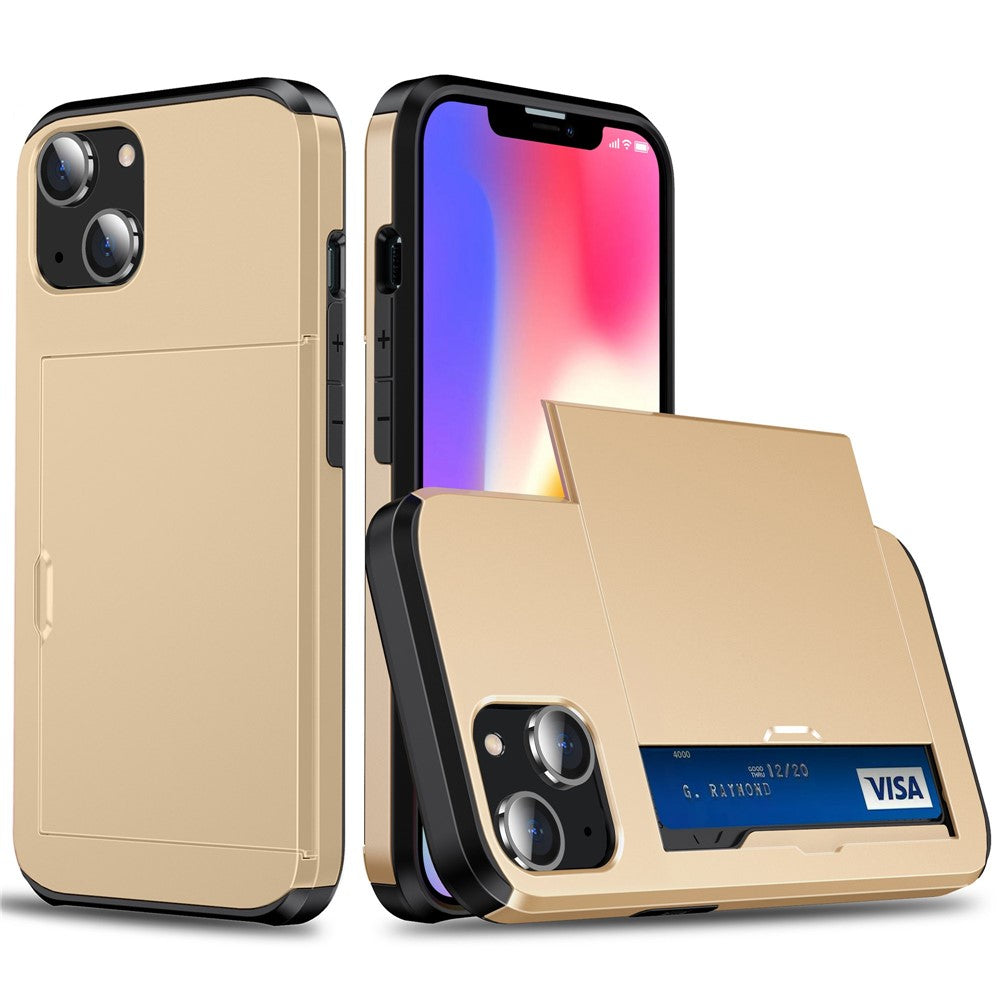 Card Holder Phone Case for iPhone 14 Plus 6.7 inch , TPU + PC Dual Layer Protective Cover