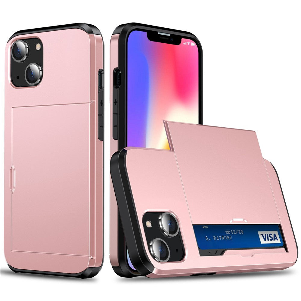 Card Holder Phone Case for iPhone 14 Plus 6.7 inch , TPU + PC Dual Layer Protective Cover